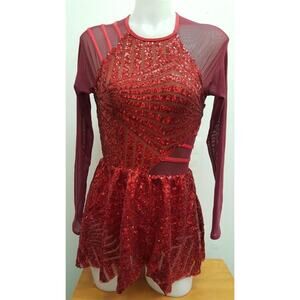 Pre-Owned Costume Small Adult Red CC J5150 Jazz Tap Clogging Sequin Dress